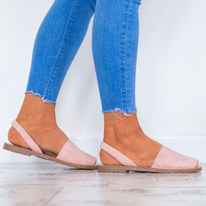 JFN  Summer Women Flip FlopArtificial Suede Peep Plus Size Toe Slip on Sandals
